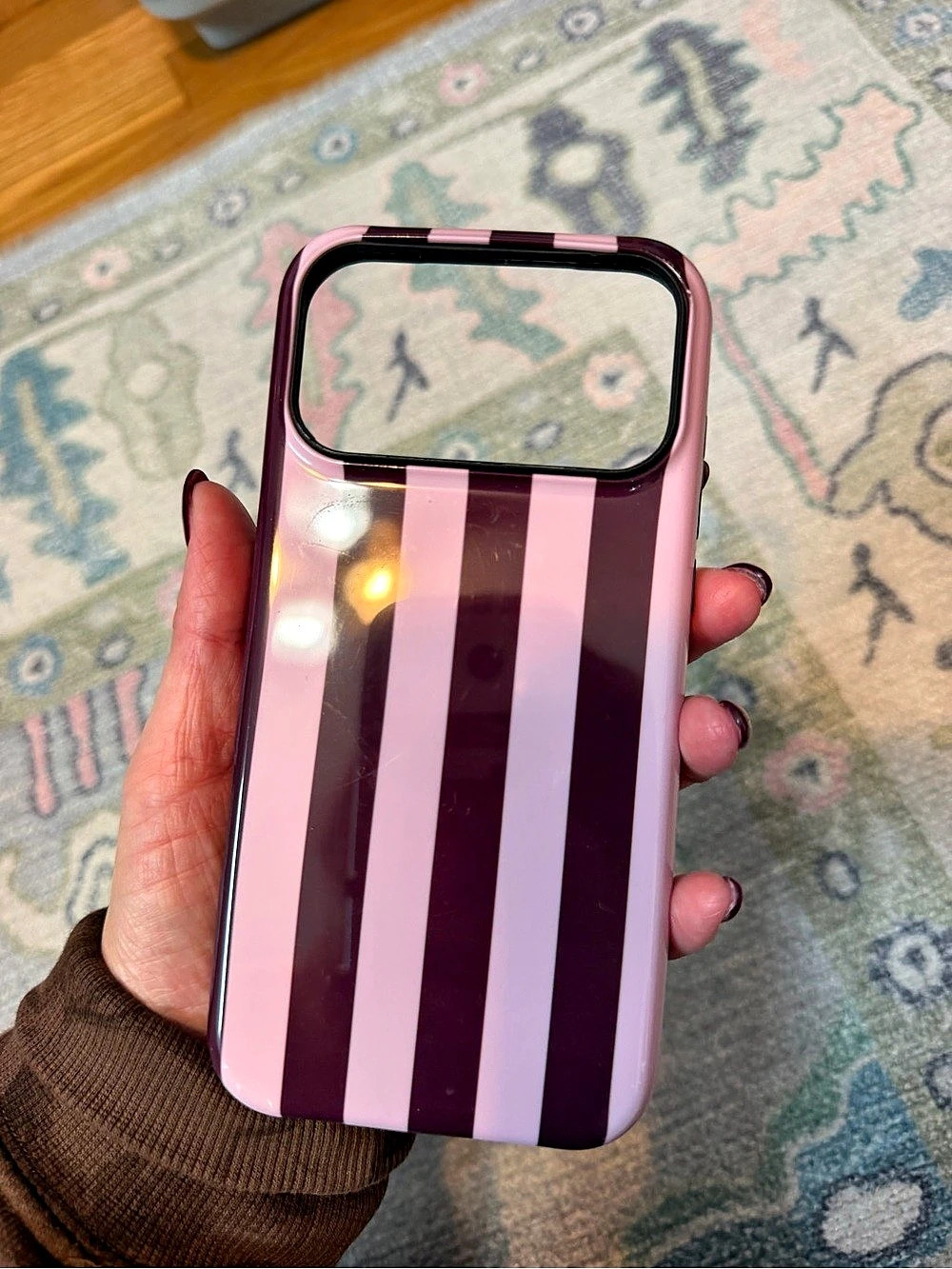 Pink & Burgundy Striped Phone Case Like New